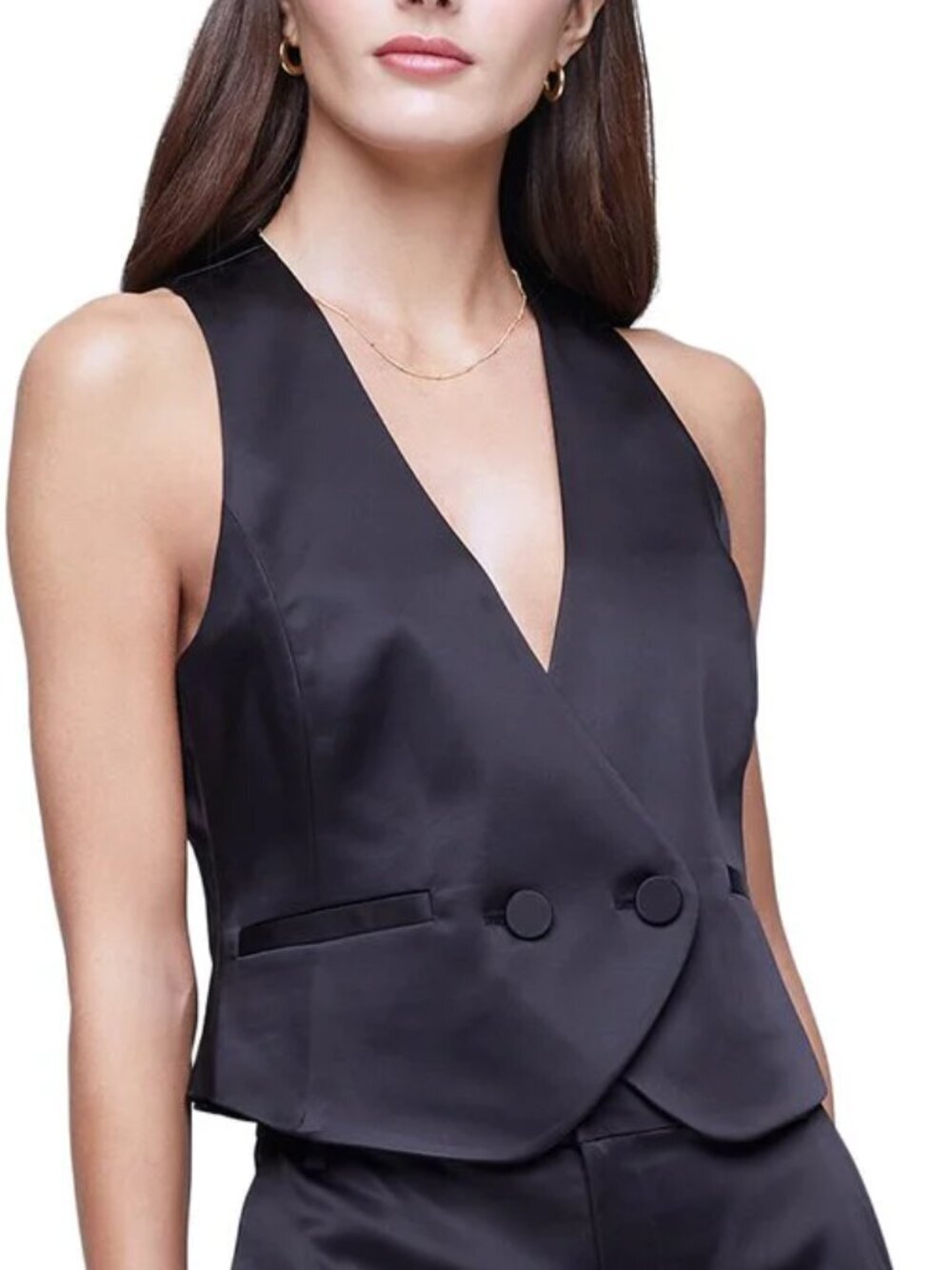 L'AGENCE Black Beau Racerback Vest - Size 6